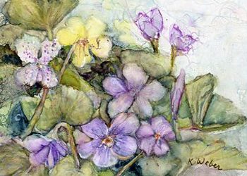 Violet Variety Katherine Weber Woodstock IL watercolor on Terraskin